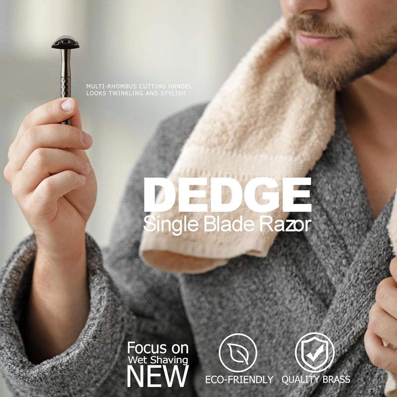 DEDGE Double Edge Eco Safety Razo Single Blade Razor for Women, Reusable Razor, with 5 Premium Razor Blades(Space Gray) - Image 2